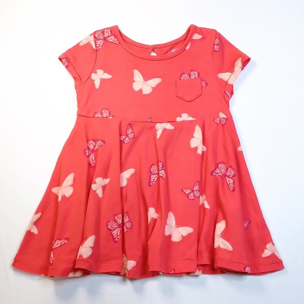 Old Navy Bright Pink Dress With A Butterfly Print US 12-18M